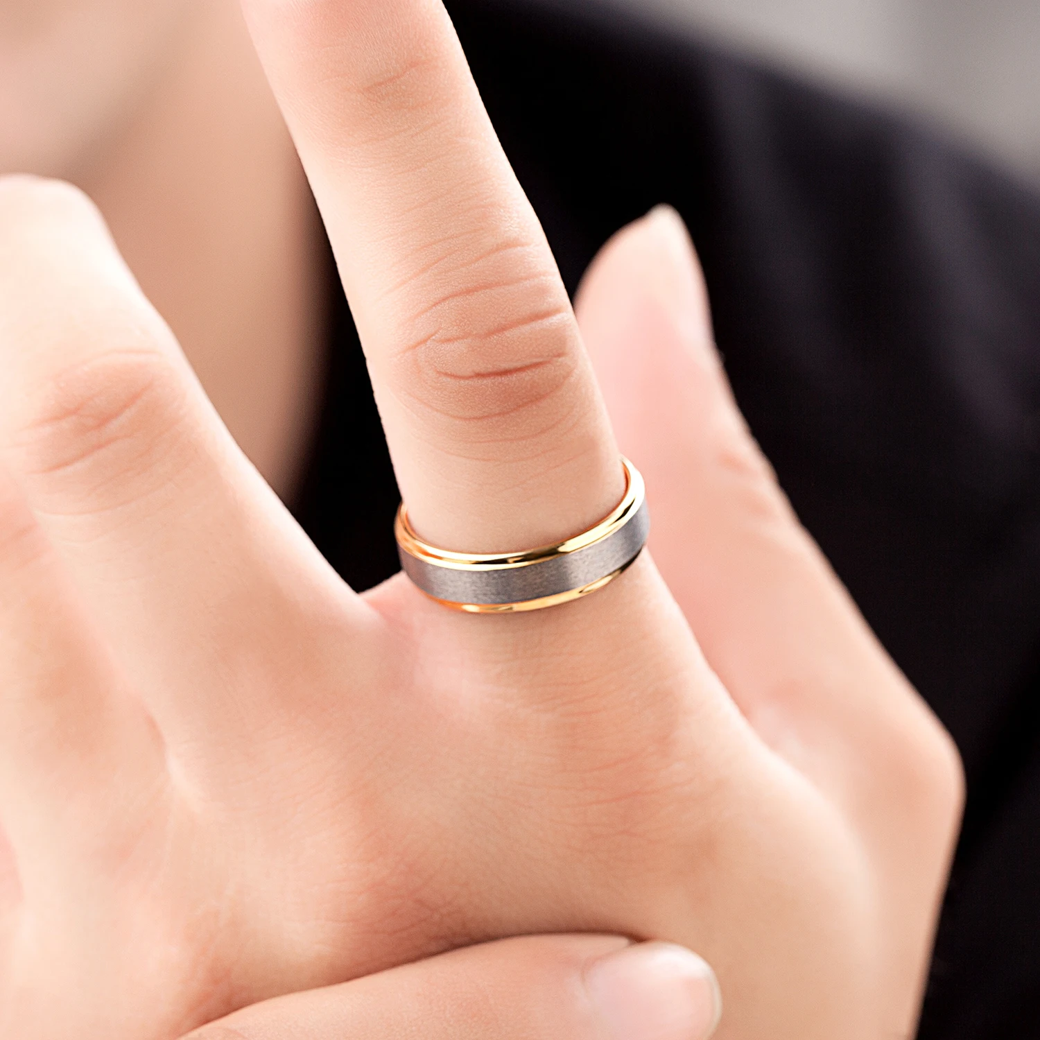 Tungsten Carbide Gold Ring and Wedding Bands, 24K Gold Plated Gold Tungsten Ring Wedding Bands for Mens