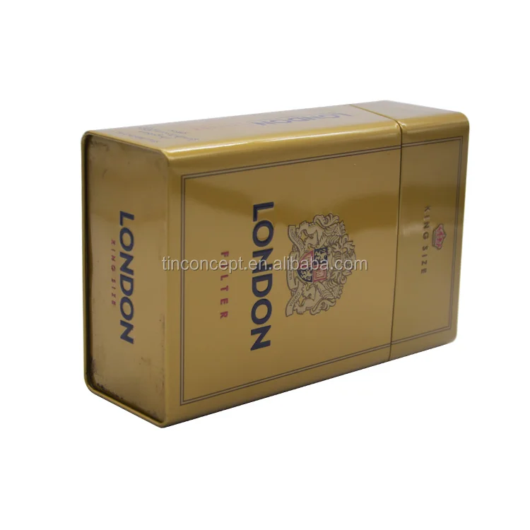 Custom Embossed Rectangle Tin Metal Cigarette filter Package Box