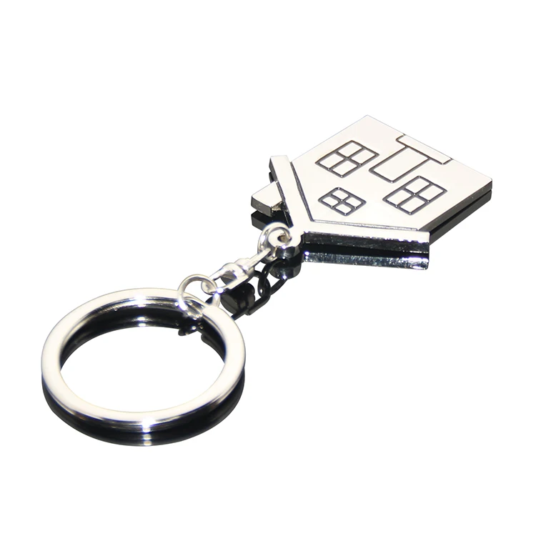 Engraved House Home Shaped Keychain Estate Company Promotional Gifts Key Fob Low Moq Blank Metal