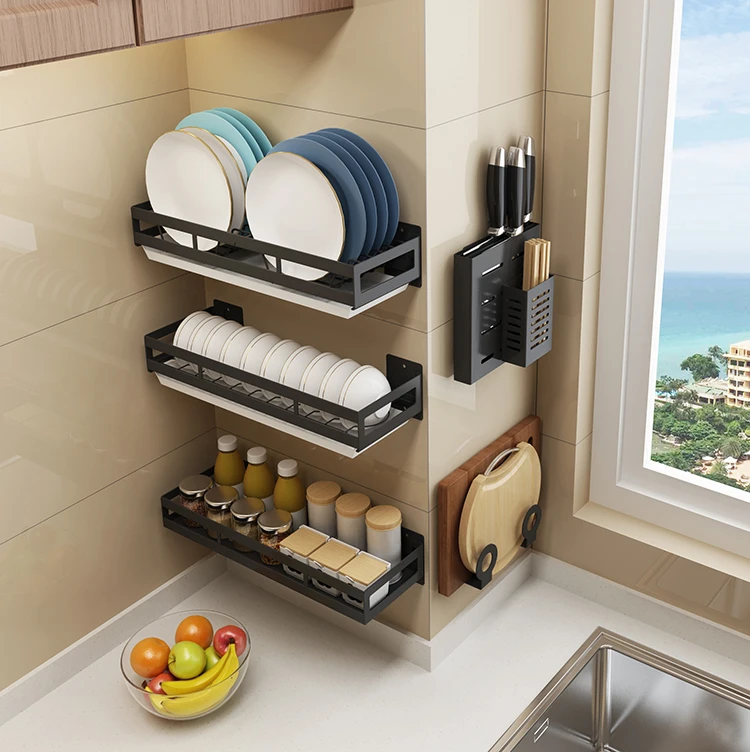 201 Stainless Steel Wall Mounted Kitchen Dish Display Rack Kitchen