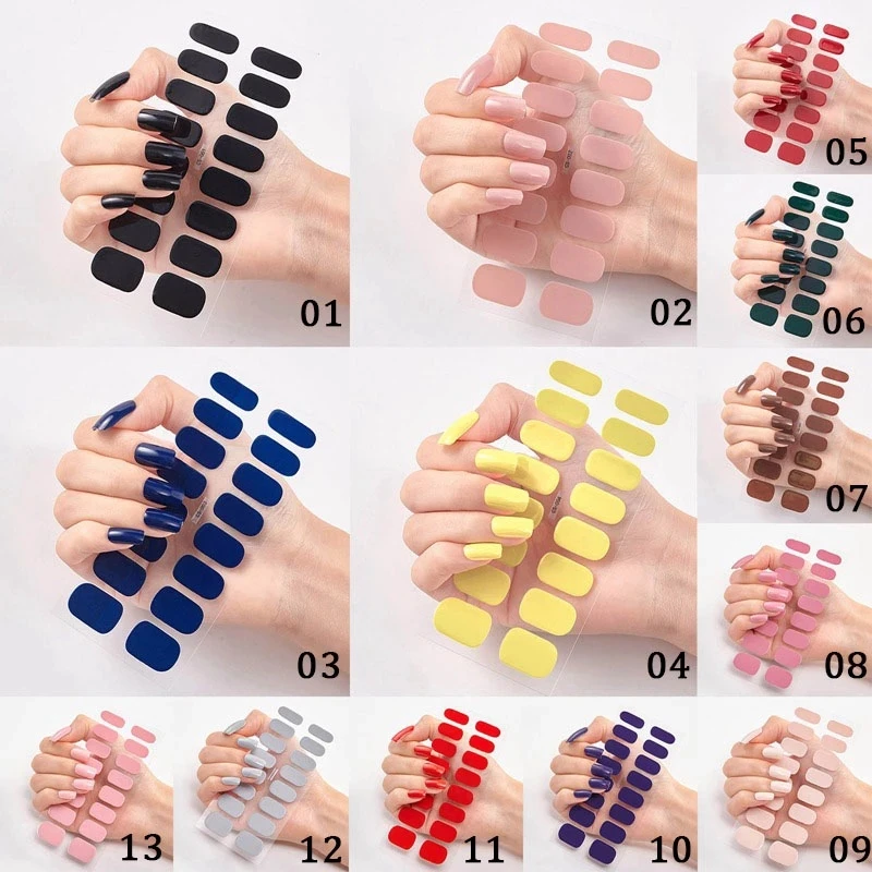 Nail Art Full Cover Adhesive Polish Foils Waterproof Pure Color Tips ...