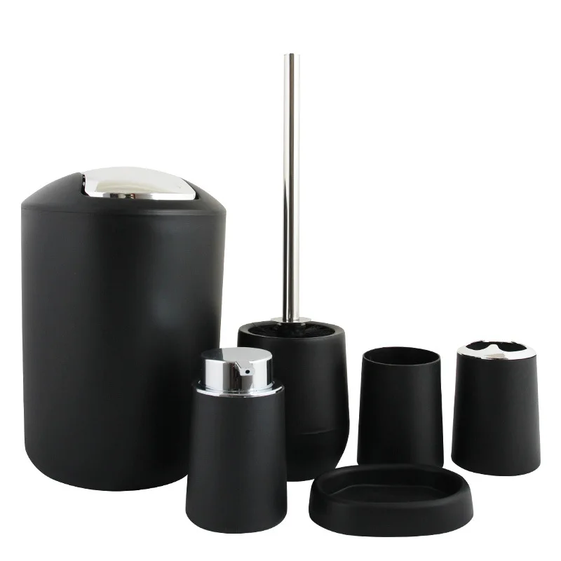 Luxury Black Bathroom Accessories Set With Wooden Hotel Plastic Toilet