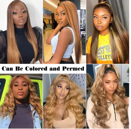 Highlight Straight Lace Front Wig P4/27 Honey Blonde Brown Pre Plucked ...