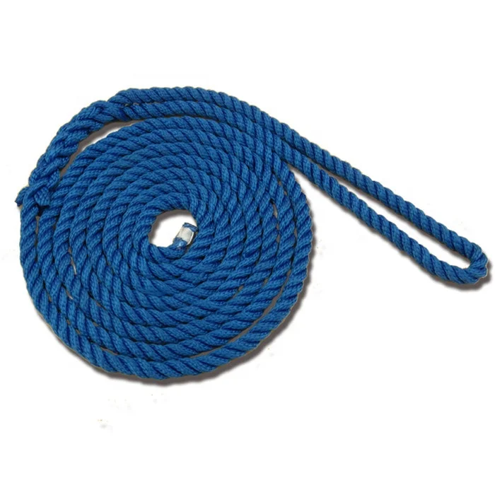 Top quality customized package and size polyester/ nylon/ pp 3 strand twisted marine rope for yacht, etc