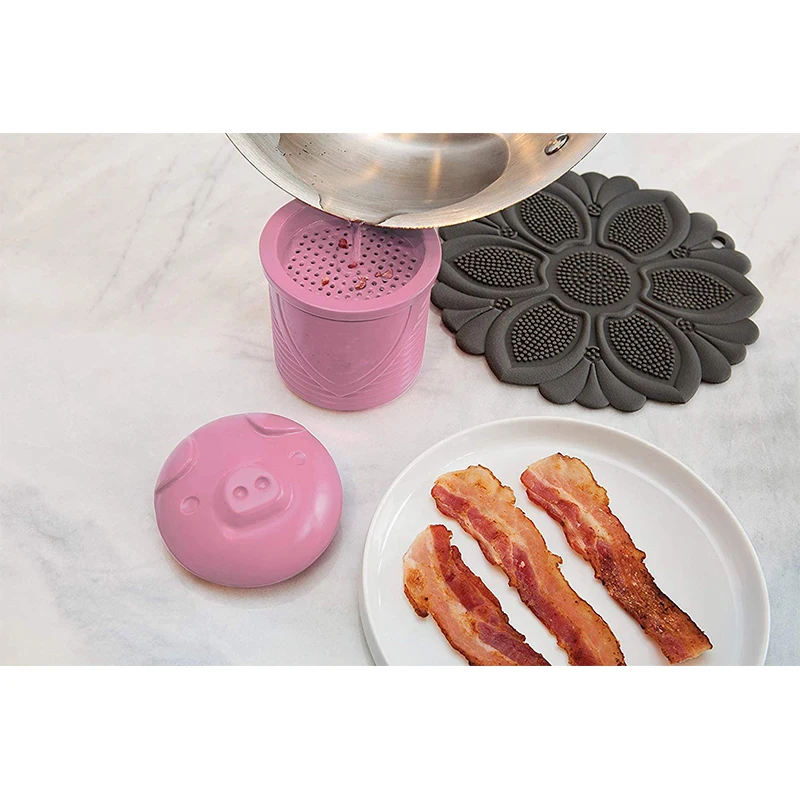 Pigshaped Amazon Bacon Grease Leacher Bin Storage Strainer Silicone