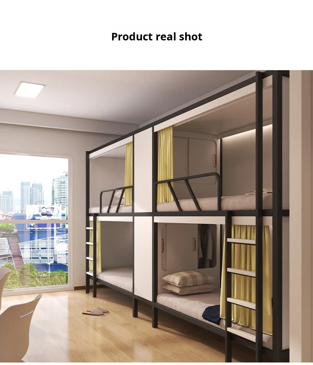 product custom free 3d design service space capsule apartment iron bed dormitory student school double decker bunk bed for adult-15