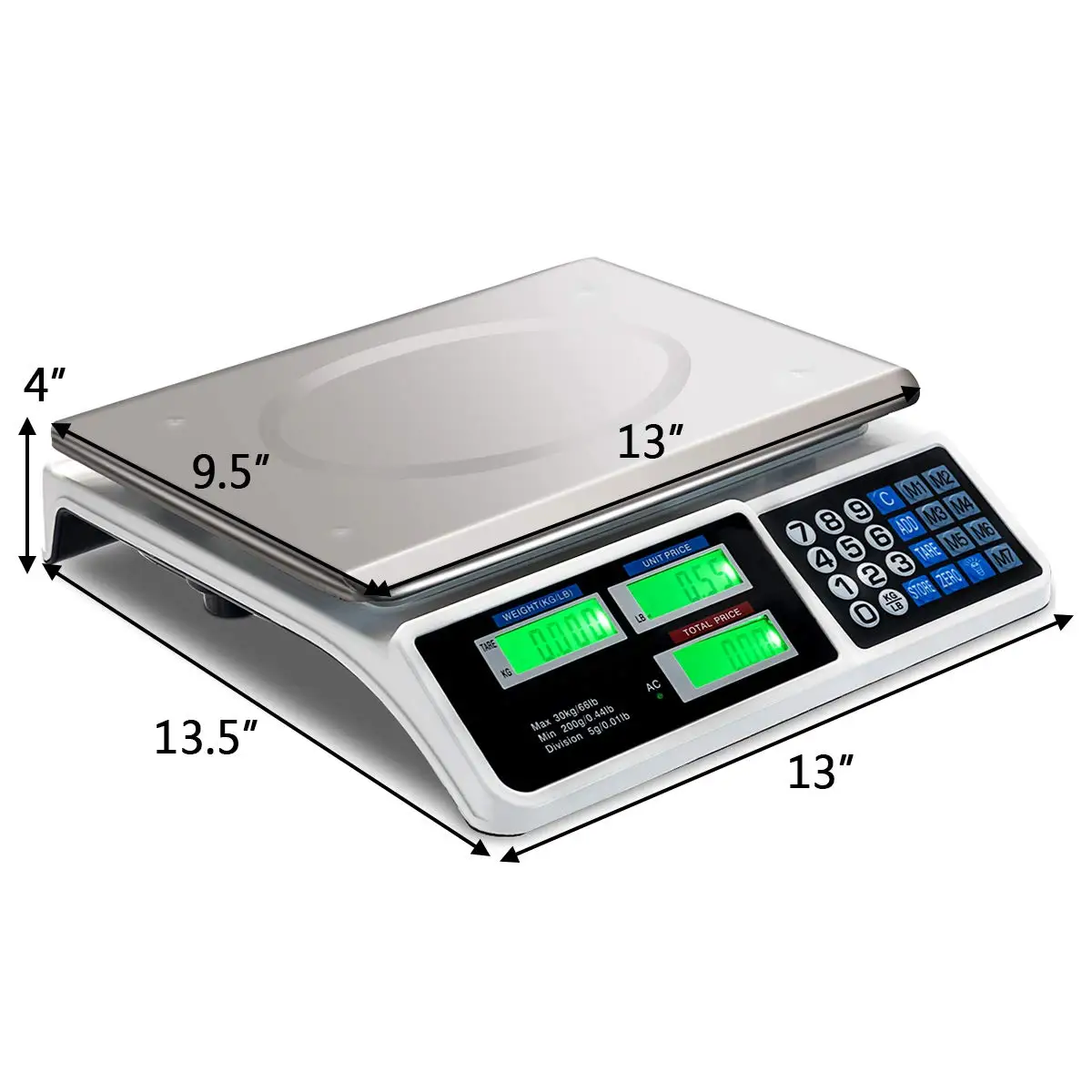 40kg Commercial Scale Digital Price Computing Scale With Led / Lcd