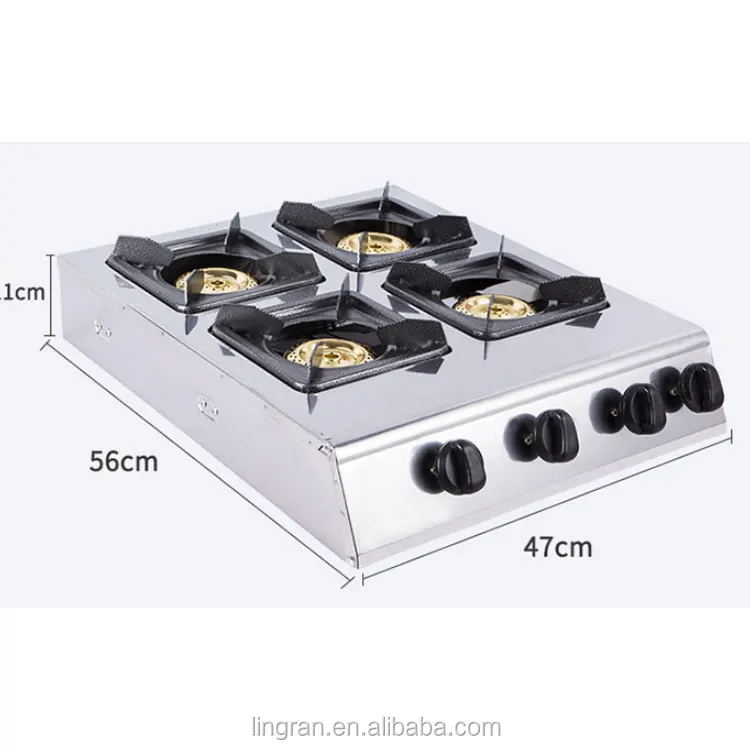 High Quality Stainless Steel Home Kitchen Restaurant 4 Burner Table Top