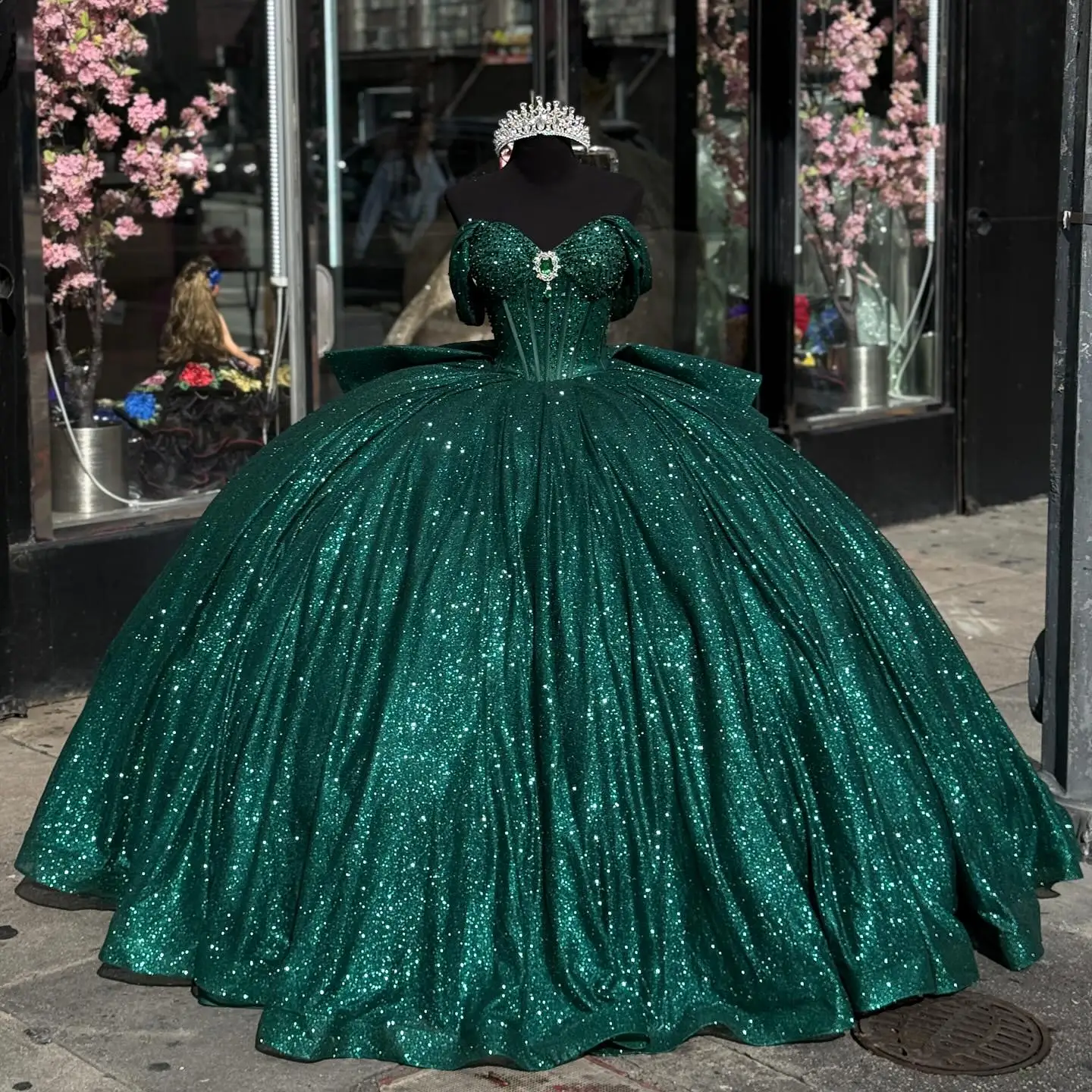 emerald green princess prom dress Classic Off the Shoulder Emerald Green Velvet Prom Dress Graduation Dress