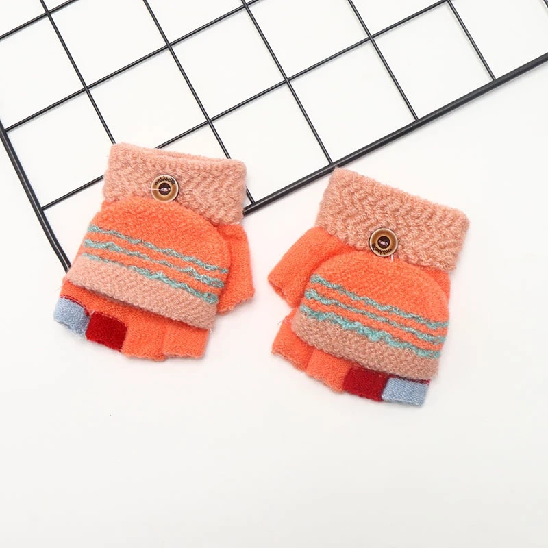 New Winter Knitted Cute Cartoon Half Finger Flap Thickened Warm Factory