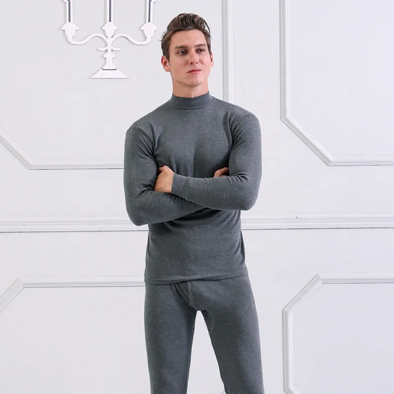Custom 2 Piece Middle Collar Cotton Winter Long Johns Thermal Long