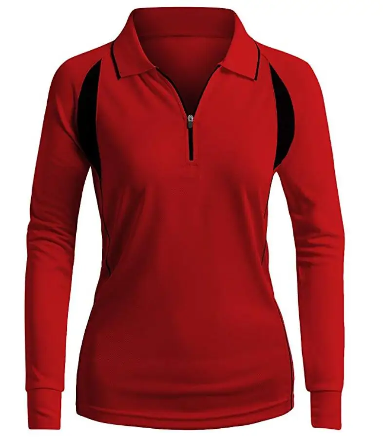 Women's Active Wear Polo Shirt Long Sleeve Zipup Buy Women's Active