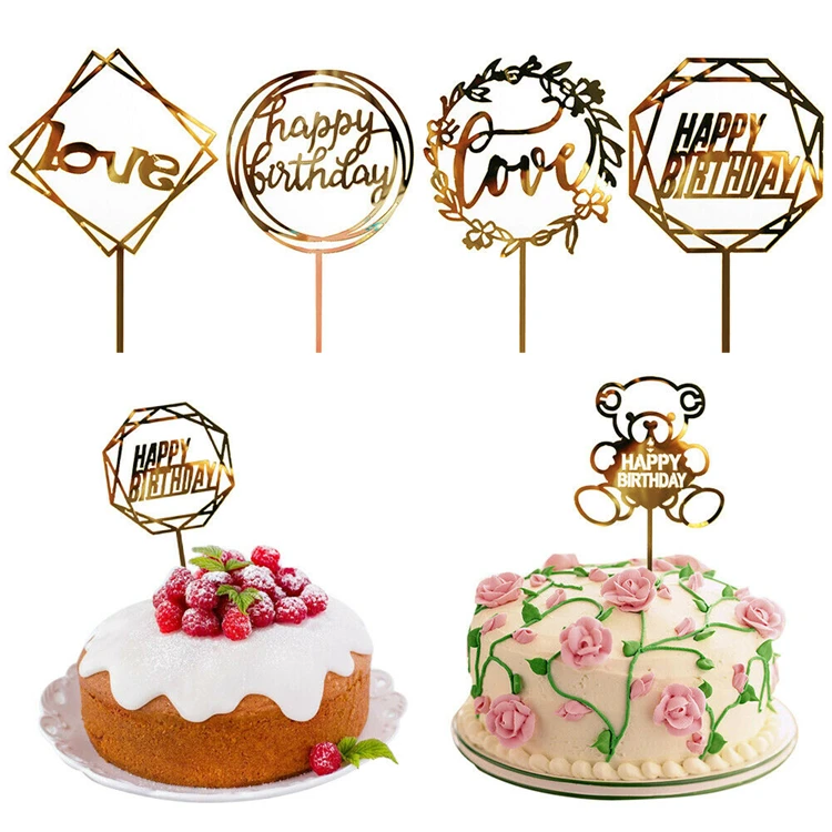 Acrylic Home Happy Birthday Decor Baking Cake Topper Card Party Decor Supplies ! 