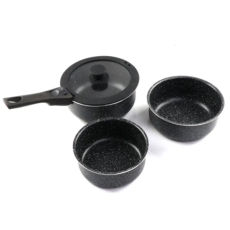 New Design Space Saving Aluminum Granite Nonstick Cookware Set With