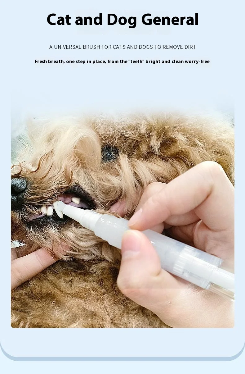 Universal Pet Dental Pen Integrated Teeth Cleaning Tool Toothpaste for Cat Dog Toothbrush Pen for Breath Care Packaged in Box