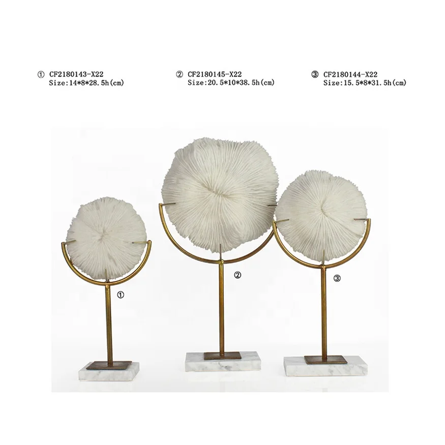 Wholesale Elegant Creative lifelike Resin coral on marble base Home Decoration Accessories details