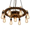 Retro Rustry Gearwheel Chandelier 9 heads E27 Hanging Pendant Lighting