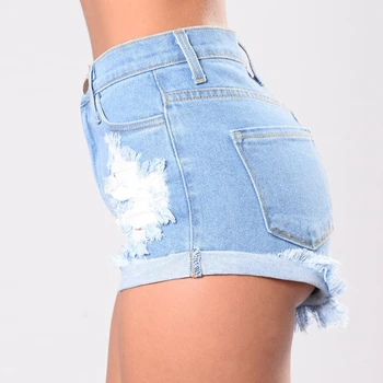 Sexy Para Mujer Mas Largo Verano Azul Mini Shorts En Pantalones