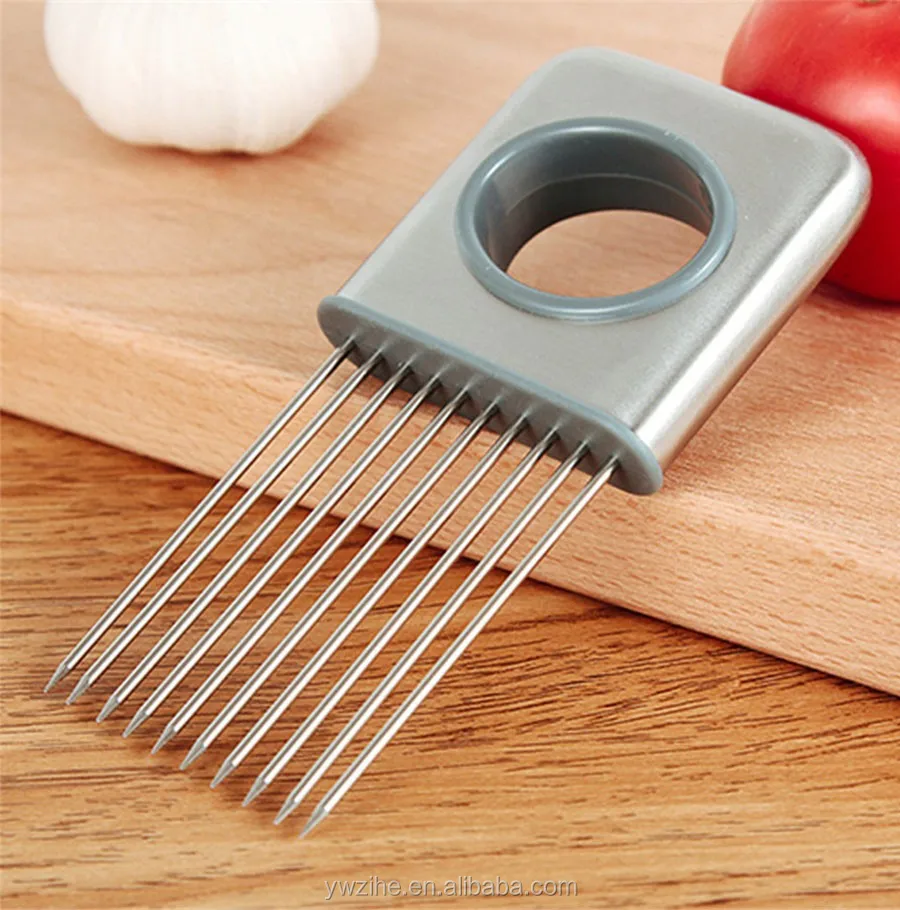 Onion Holder Tomato Cutter Meat Slicer Stainless Steel Kitchen Gadgets 