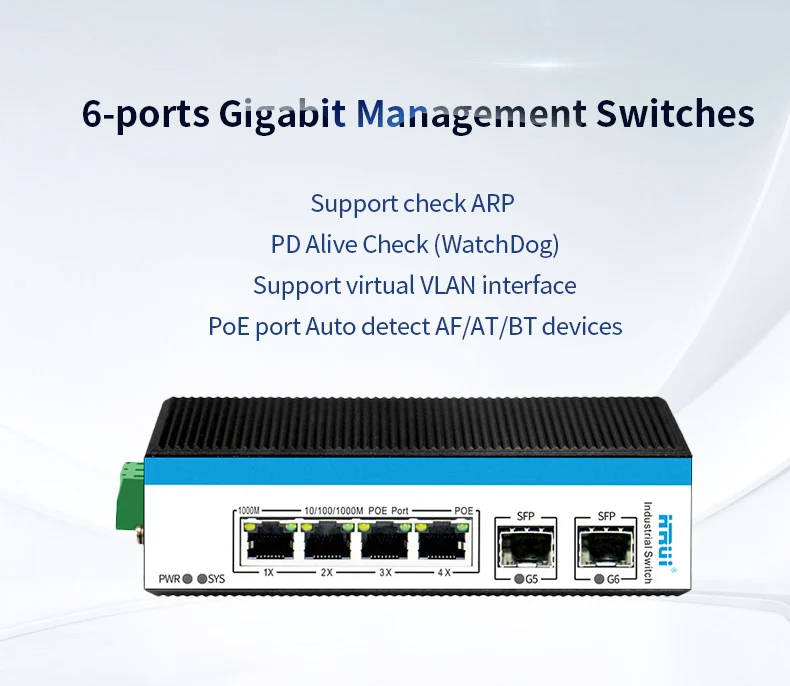 Oem Managed Poe Switch 4 Ports 10/100/1000base Tx + 2 Sfp Ports Gigabit