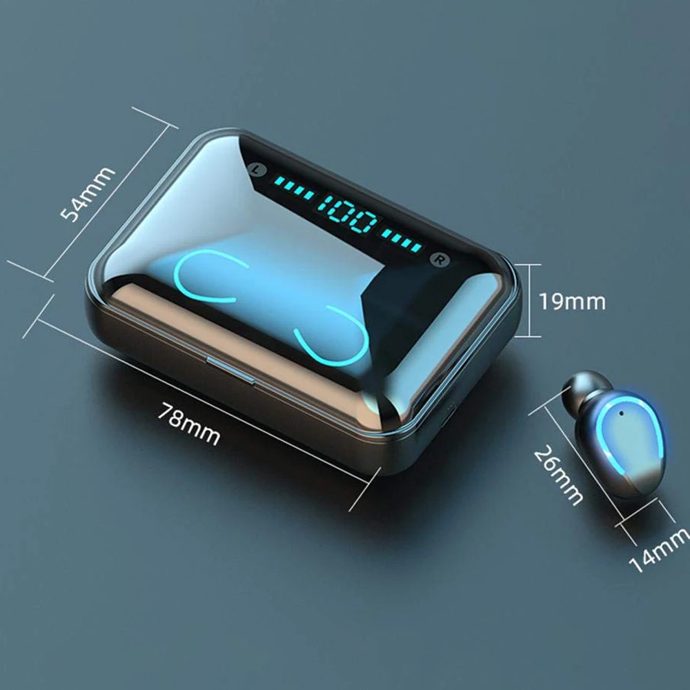 8D Stereo 2000Mah F9 Tws Bluetooth 5.0 Wireless Headset In Ear Headphone Lcd Display Earbuds - ANKUX.COM