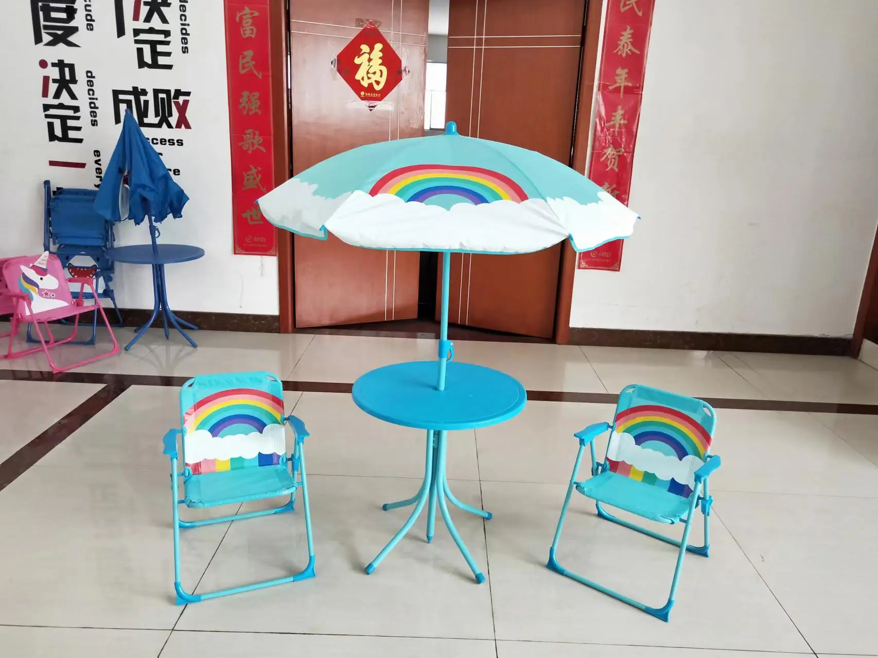 Hotsale Kids Garden Outside Furniture Kids 4pcs Kids Garden Table And Chair Set With Umbrella