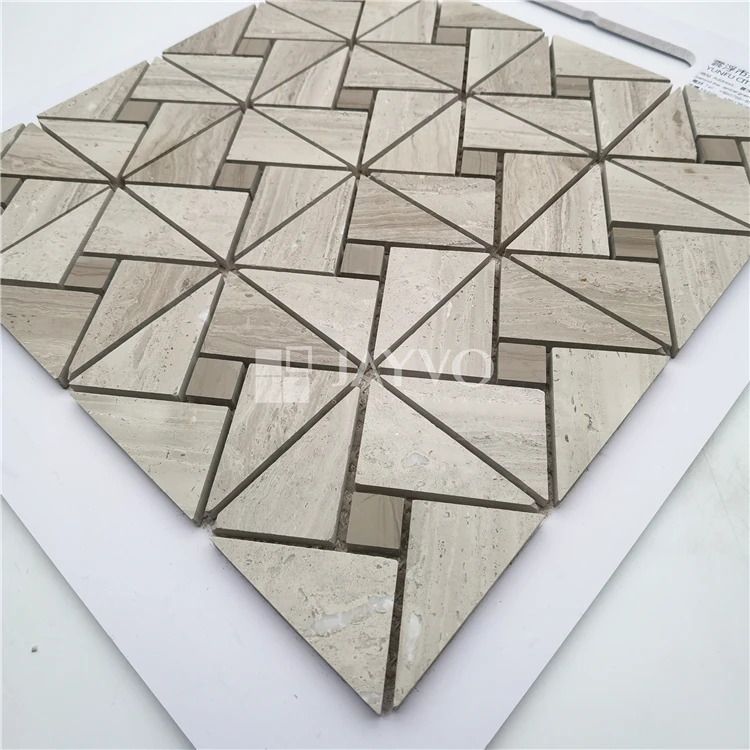 Wooden Grain Factory Low Price Irregular Shaped Nature Marble Sofia Beige Stone Mosaic Tile Marble For Wall