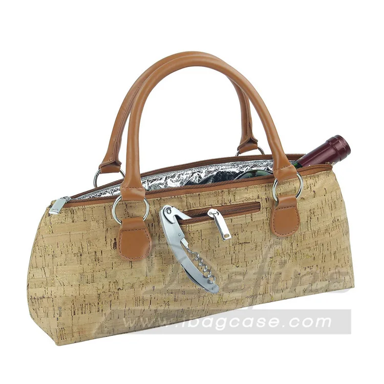 Custom Portable Thermal Insulated Leather Cork Wine Cooler Bag Buy Wine Cooler Bag,Cork Wine