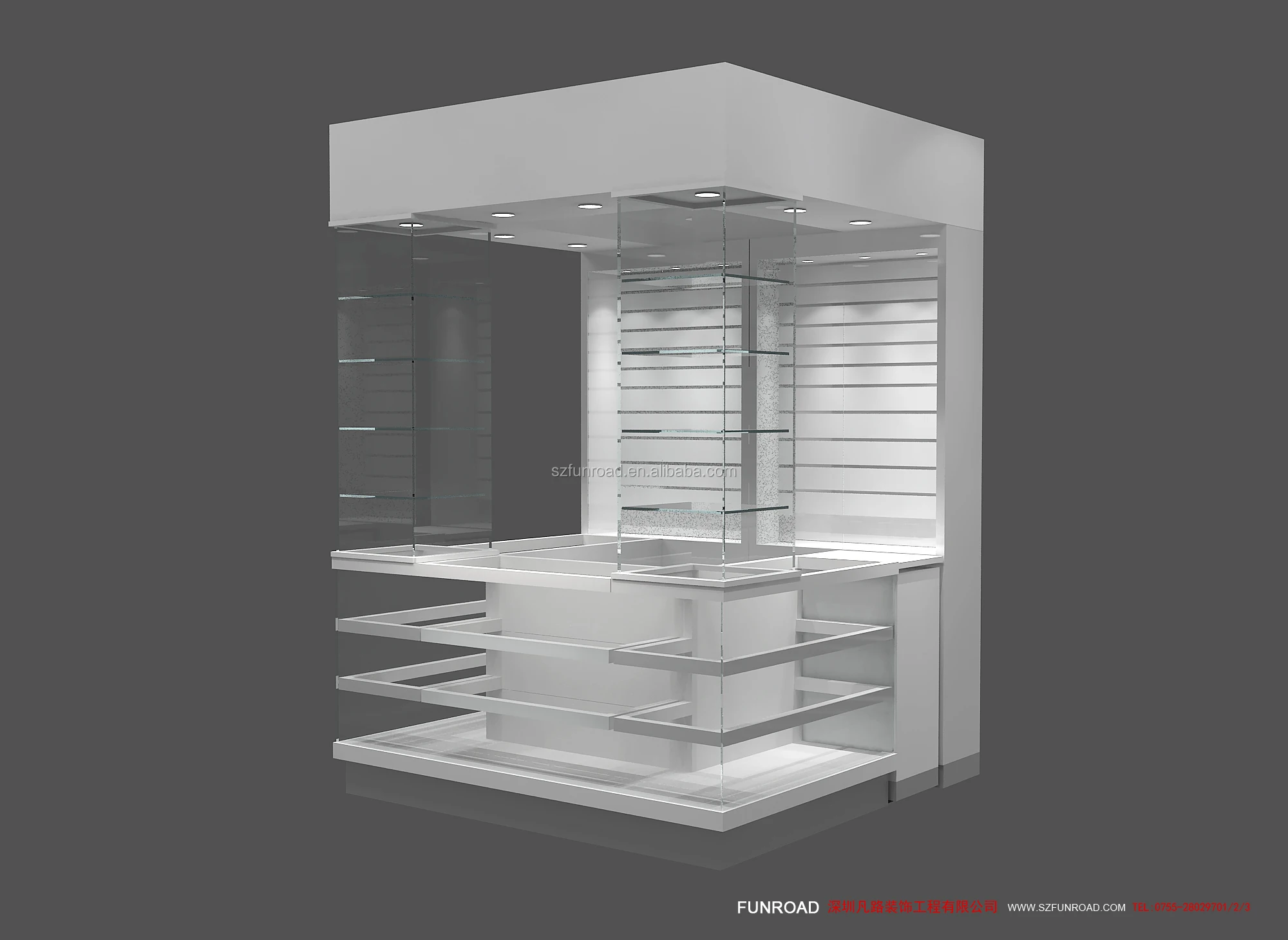 Small size kiosk Glass Jewelry mall kiosk display jewelry display idea for jewelry shopping mall