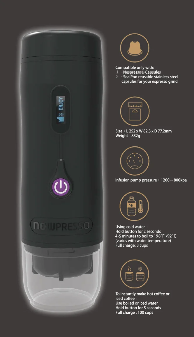 Mini 15bar Portable Coffee Maker Espresso Car Plug Coffee Maker Travel