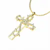 White Gold Plated Full Tiny Sparkling Cz Diamond Rose Flower Pendant Women Fashion Necklace