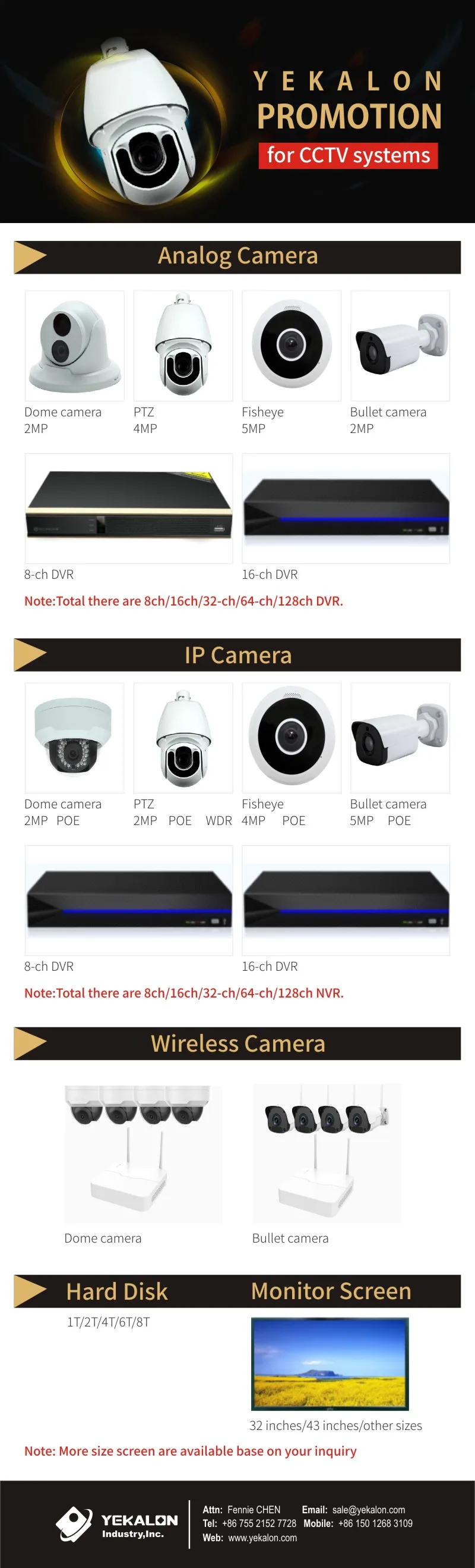 IP CCTV video surveillance system Dome bullet PTZ camera NVR wired wireless security Outdoor Security camera