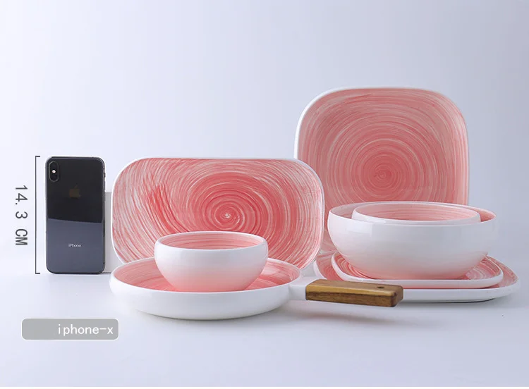 Pink Pattern Porcelain Ceramic Dinnerware Set Of Series Momoko With