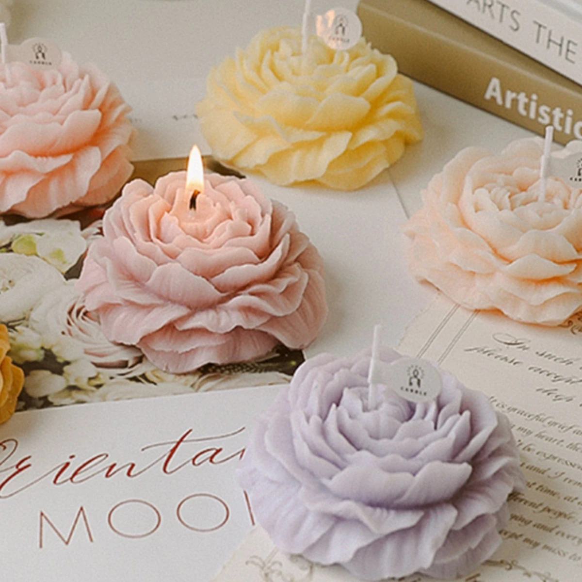 Aroma Candle Diy Companion Peony Flower Shape Christmas Birthday
