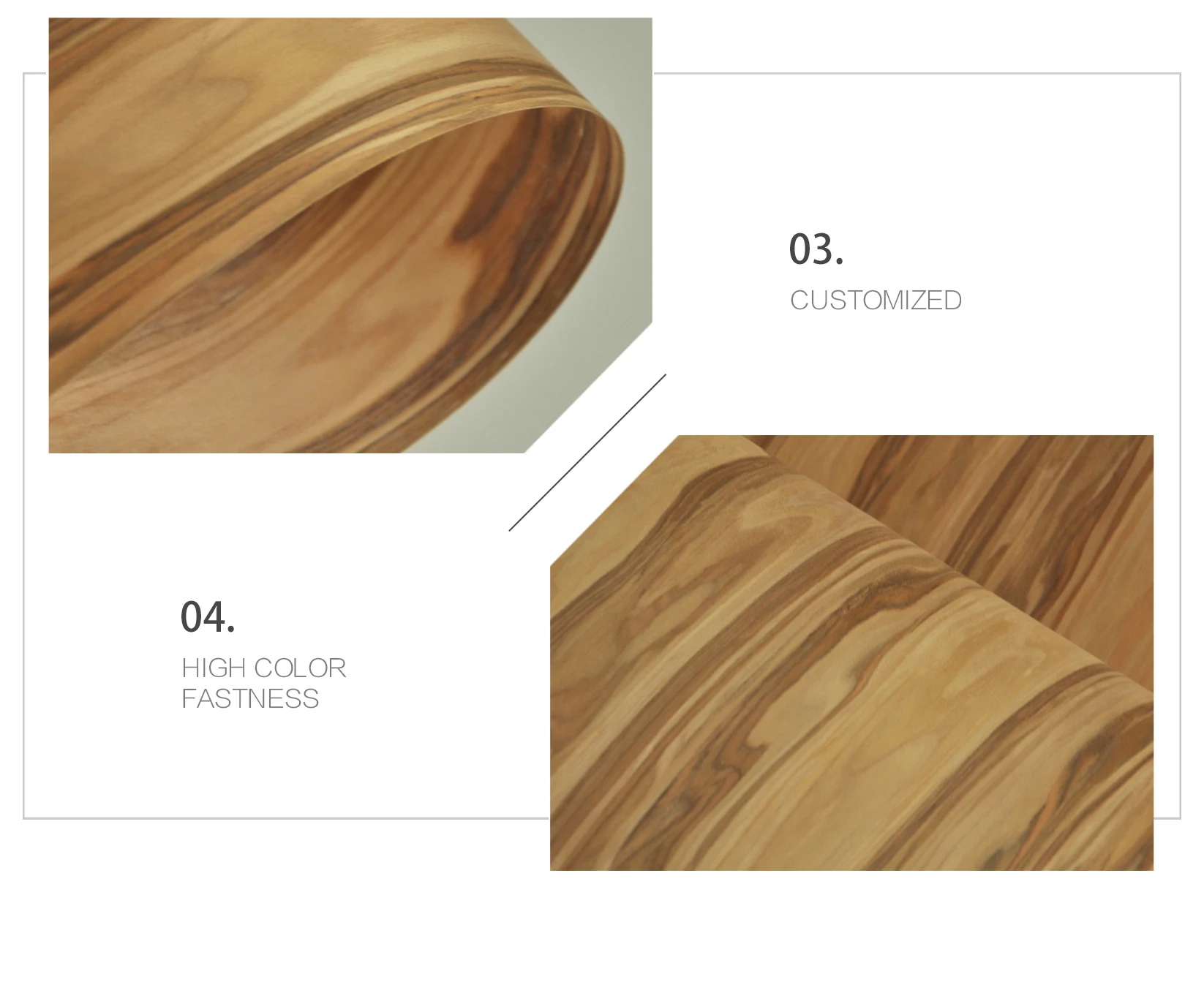 2019 New Design Apple Wood Veneers 250x58 Cm Boat Decking Guitar Wooden