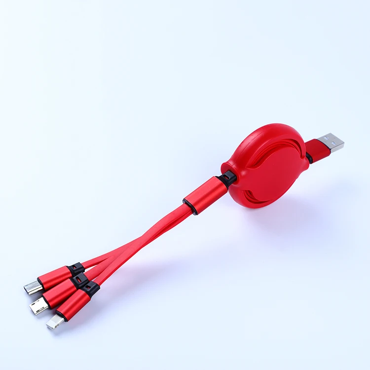 

3 in 1 USB cable,5 Pieces, Red,yellow,pink,purple,green