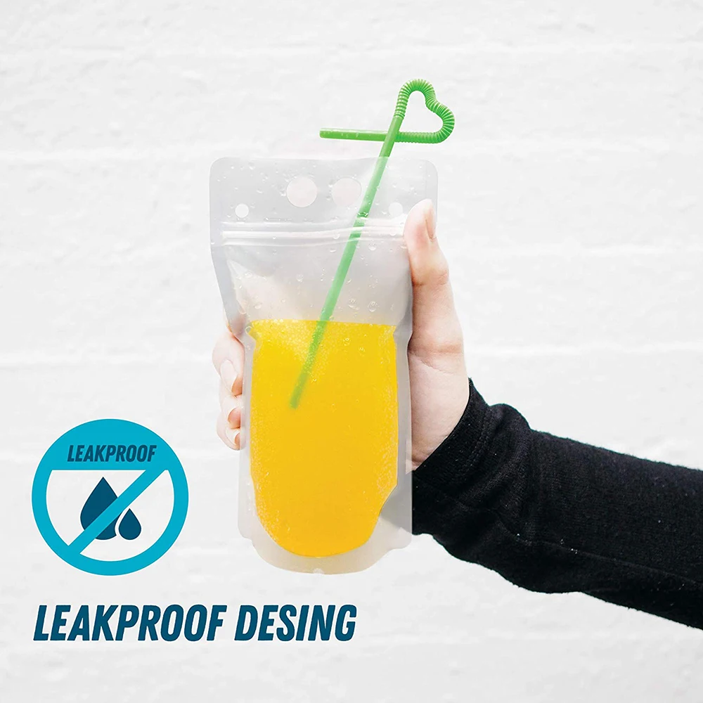 16oz Biodegradable Soft Clear Juice Drink Pouch Bag With Straw Buy