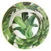 Green banana leaf bone china tableware Kitchenware gold rim ceramic dinnerware sets wholesale