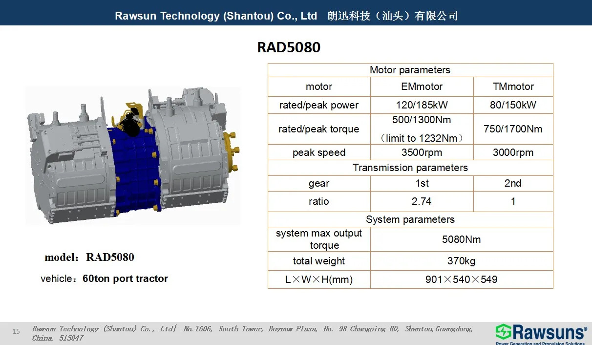 Rawsun 150kw Pmsm Motor Rad5080 Ev Conversion Kit For Tractor Electric