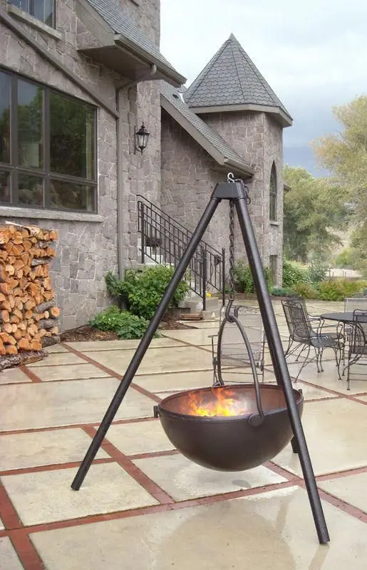 Outdoor Bbq Large Hanging Fire Bowl Cauldron Fire Pit Buy Hanging