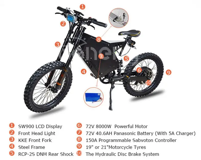 Suron Ebike 8000w 10000w Electric Bike Electric Bicycle 126km/h Fast