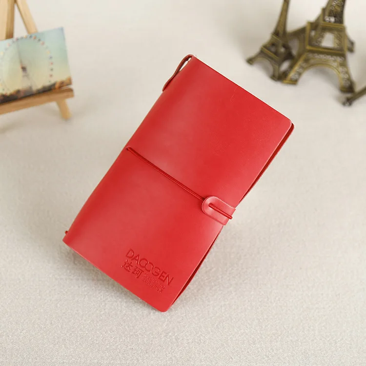 Latest arrival simple design PU leather cover planner red small writing diary notebook