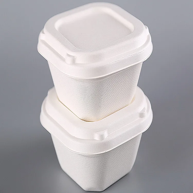 一次性方形纸浆餐具甘蔗渣可降解环保饭盒