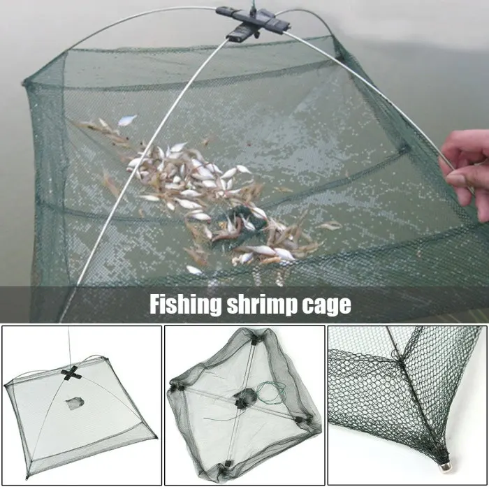 Foldable Fishing Landing Net Fish Attrappe Network CRAB CREVETTES Mesh Trap 
