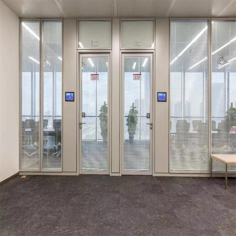 Double Glass Partition with 108mm Aluminum Frame Steel Keel & Built-In Louvers - Luxury Retail Boutique Use factory