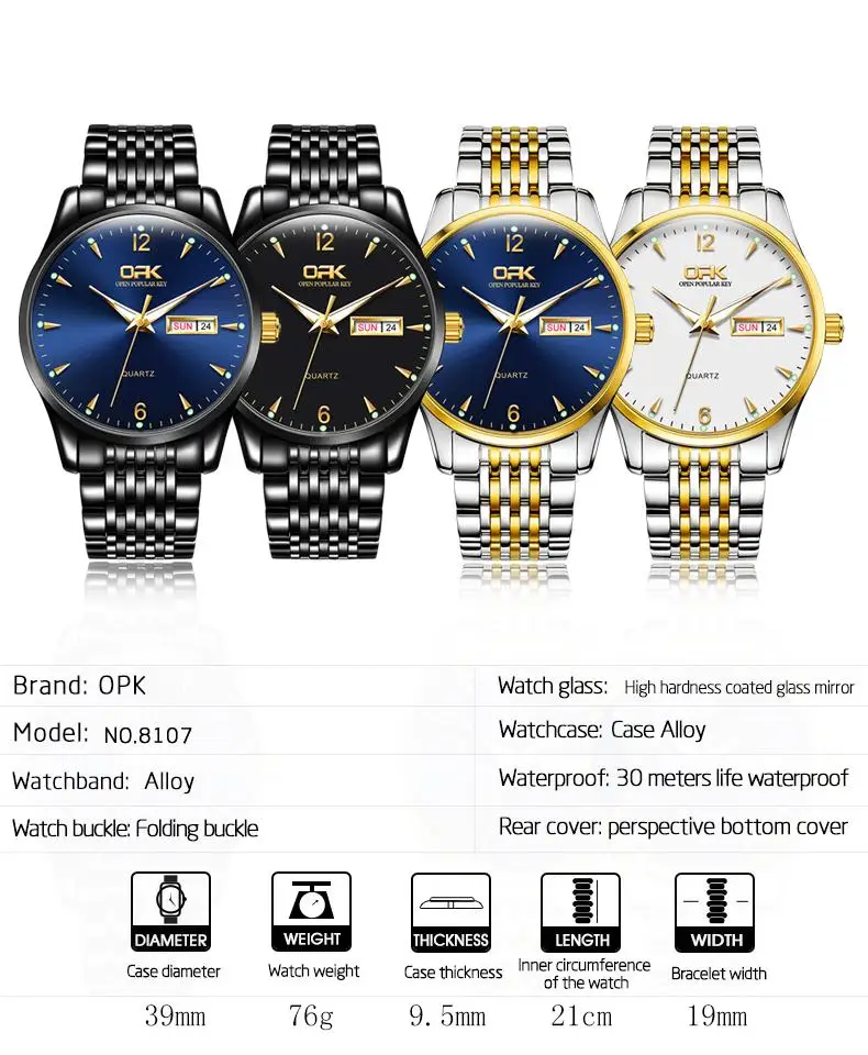 Luxury Business Men WristWatch Fashion Quartz Watch Water Resistant Date Time Display Montre Homme