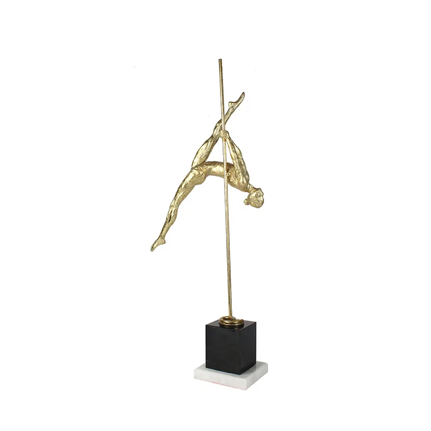 Crystal with resin gold foil  tandem gymnastics  abstract sculpture supplier