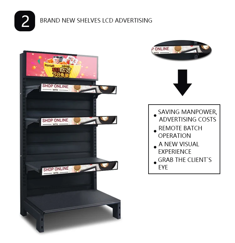 Supermarket Shelfedge Digital Signage Ultra Wide Stretch Bar Led Lcd 28 Inch Display For Hotel