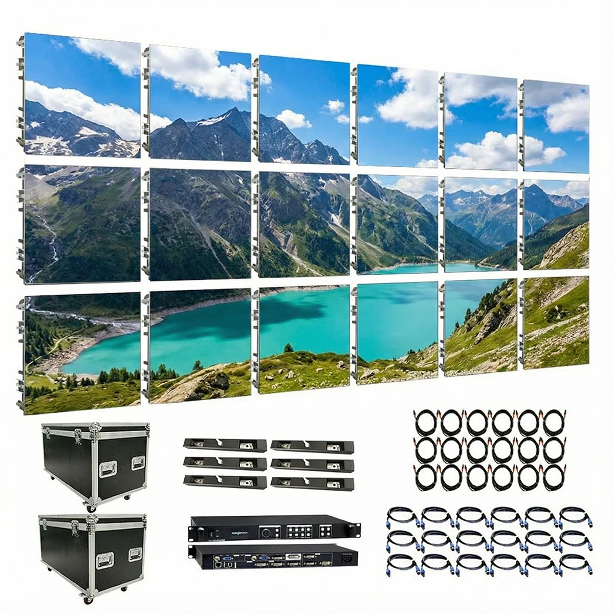 Modular MicroLED video wall installation in a modern airport terminal