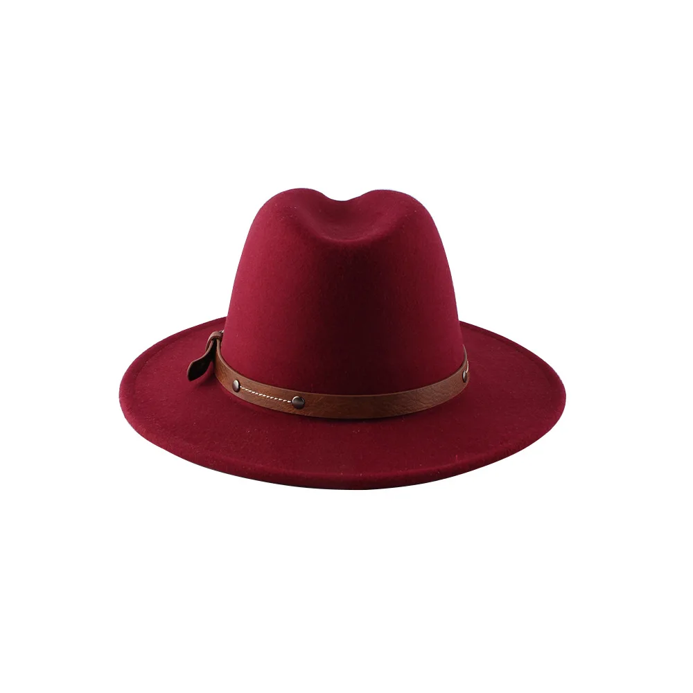 Hot Selling Wine Red Formal Fedora Straw Unisex Wool Felt Hat